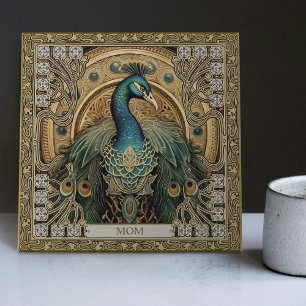 Personalised Mystical Peacock Jewelled Splendour Tile