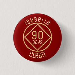 Personalised NA days clean badge any name colour