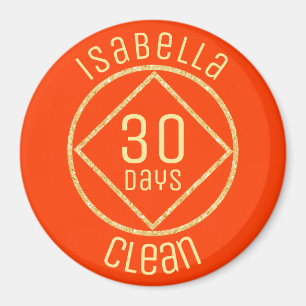 Personalised NA Narcotics Anonymous 30 days clean Magnet