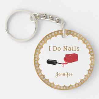 Personalised Nail Tech Red Polish Key Ring