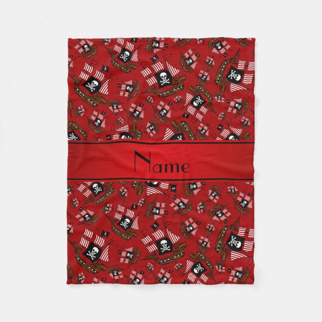 Personalised nam red pirate ships fleece blanket (Front)