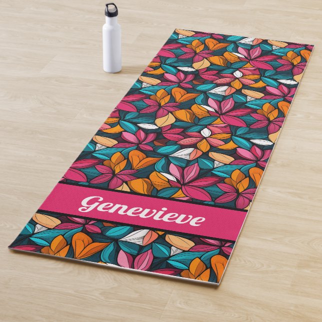 Personalised Namaste Fantastic Floral Pattern Yoga Mat (In Situ)