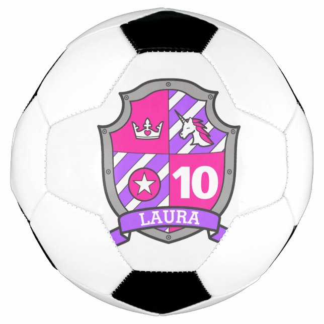 Personalised name 10th birthday girls soccer ball (Front)