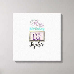 Personalised Name 18th Birthday Canvas Print