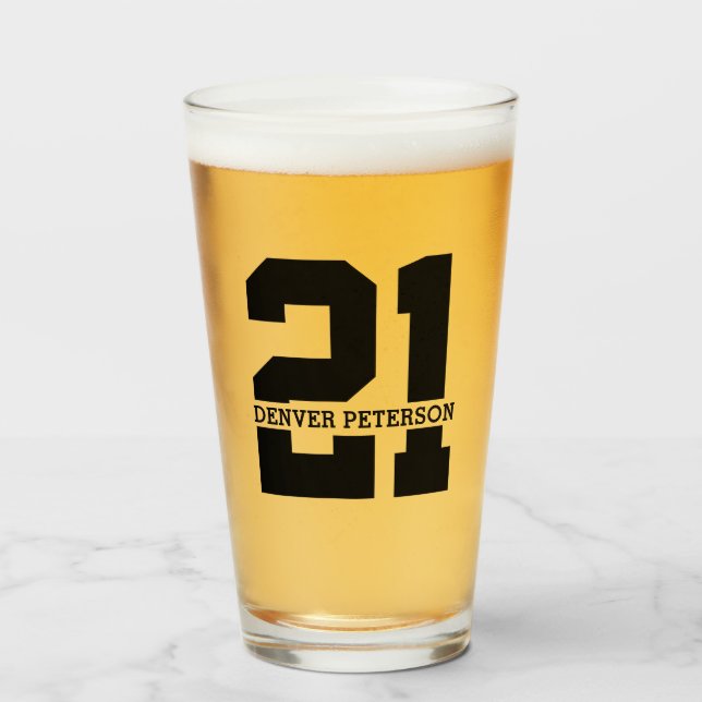 Personalised Name 21st Birthday Modern  Glass (Front Filled)
