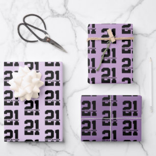 Personalised Name 21st Birthday Modern Purple Wrapping Paper Sheet