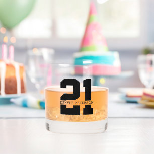 Personalised Name 21st Birthday Modern  Whiskey Glass