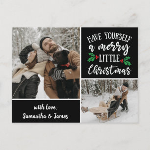 Personalised Name 2 Photo Collage Christmas Postcard
