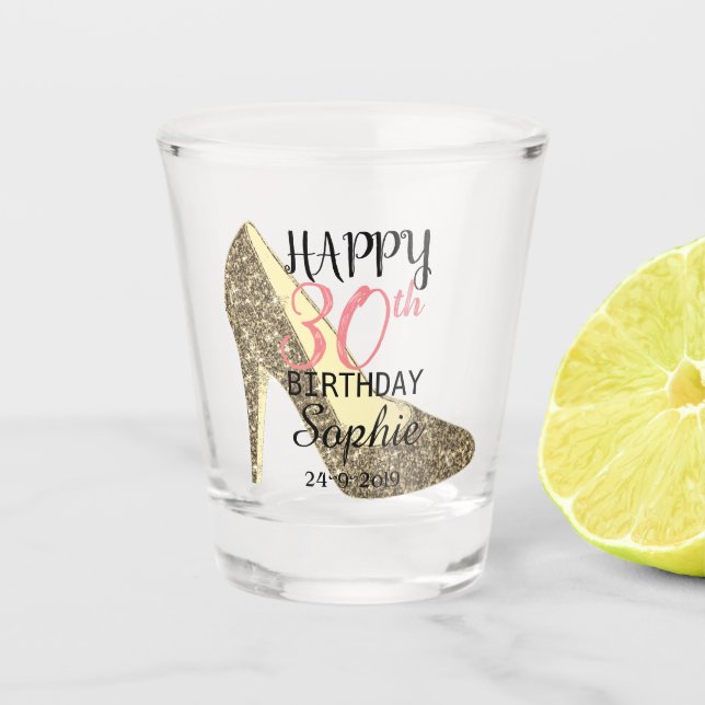 Personalised Name 30th Birthday Shot Glass (Front)