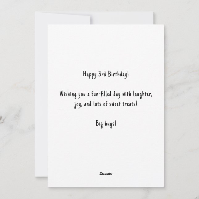 Personalised Name 3rd Birthday Cake Card  (Back)