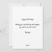 Personalised Name 3rd Birthday Cake Card 