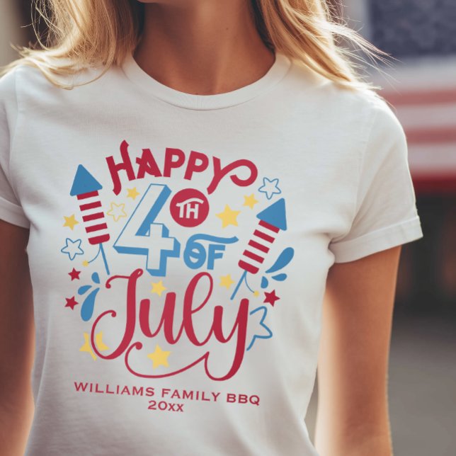 Personalised Name 4th of July T-Shirt (Personalized 4th of July BBQ Tshirt)