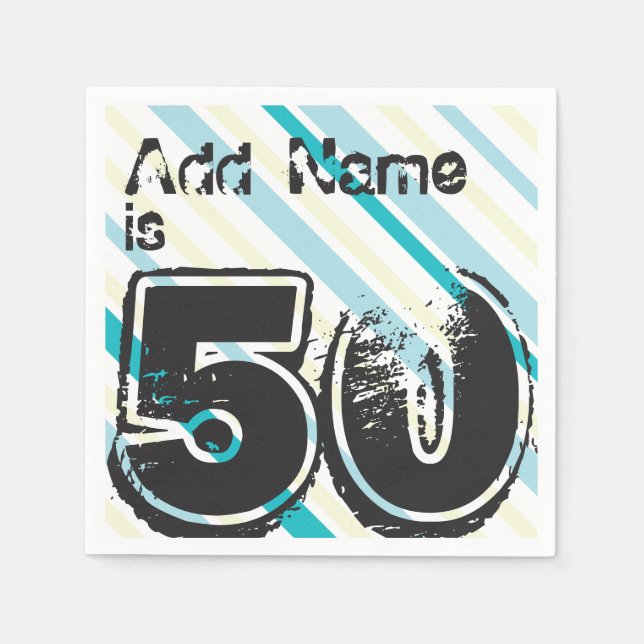 Personalised Name 50 yr Bday - 50th Birthday Party Napkin (Front)