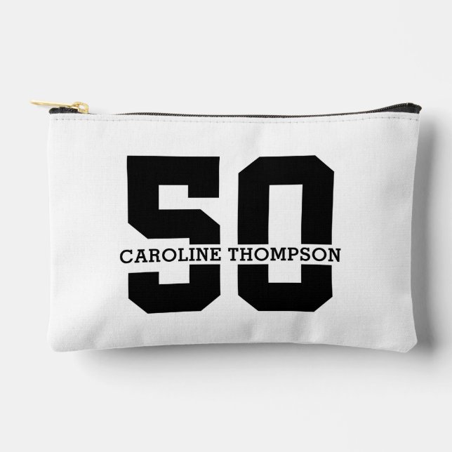Personalised Name 50th Birthday Modern  Accessory Pouch (Front)