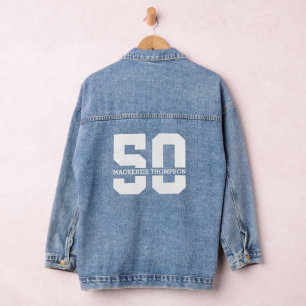 Personalised Name 50th Birthday Modern Denim Jacket