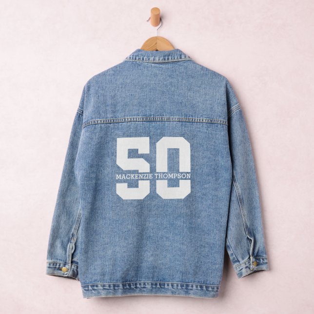 Personalised Name 50th Birthday Modern  Denim Jacket (Hangar)