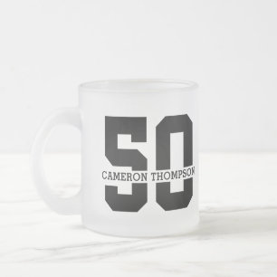 Personalised Name 50th Birthday Modern  Frosted Glass Coffee Mug