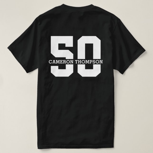 Personalised Name 50th Birthday Modern  T-Shirt (Design Back)