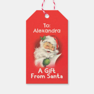 Personalised Name A Gift From Santa Claus Vintage Tags