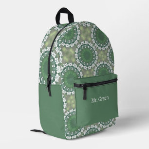 Personalised Name Abstract Art Spring Floral Green Printed Backpack