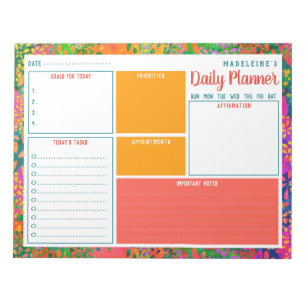 Personalised Name Abstract Colourful Daily Planner Notepad