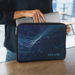 Personalised Name Abstract Dark Blue Laptop Sleeve<br><div class="desc">This beautiful laptop sleeve features an abstract dark blue line design with custom name or text.</div>