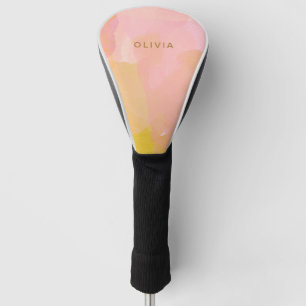 Personalised Name Abstract Pink Yellow Feminine Golf Head Cover