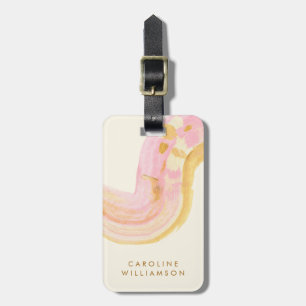 Personalised Name Abstract Pink Yellow Watercolor Luggage Tag