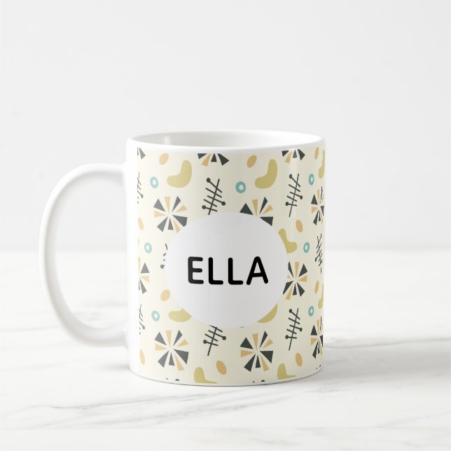 Personalised Name Abstract Retro 1950s  Coffee Mug (Left)