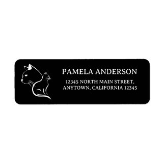 Personalised Name & Address Cat Line Art