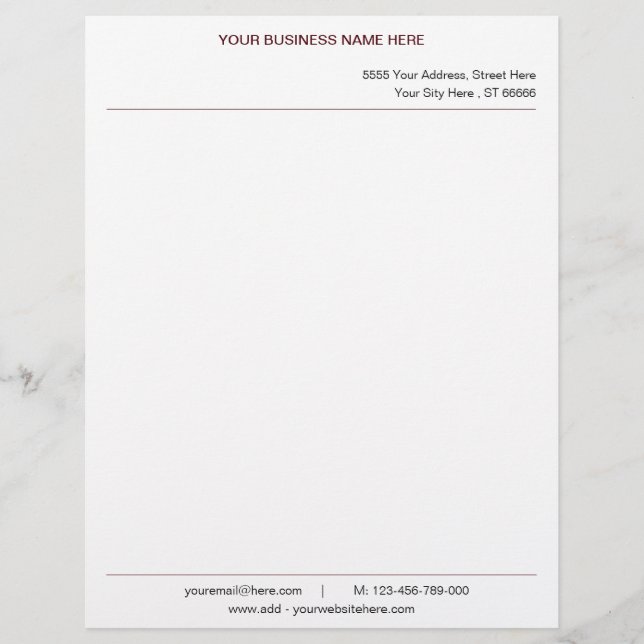 Personalised Name Address Info Colours Letterhead (Front)