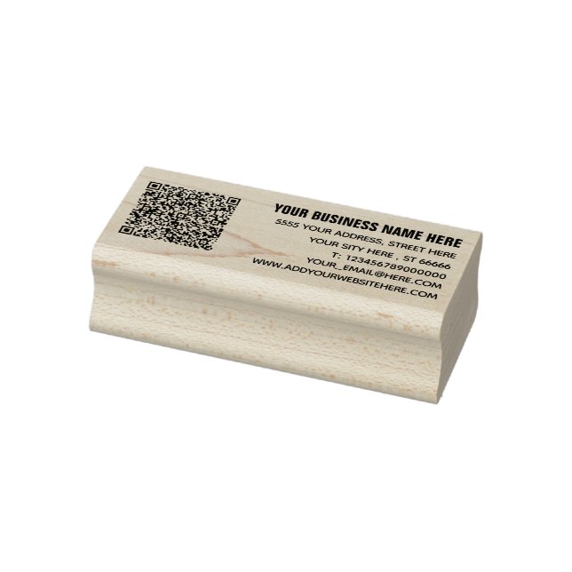 Personalised Name Address QR Code Rubber Stamp (Stamp)