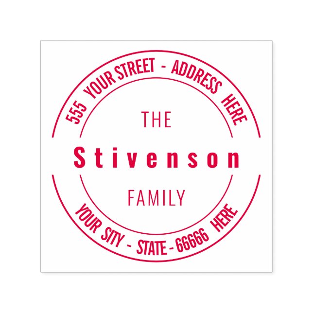 Personalised Name Address Round Self-inking Stamp (Design)