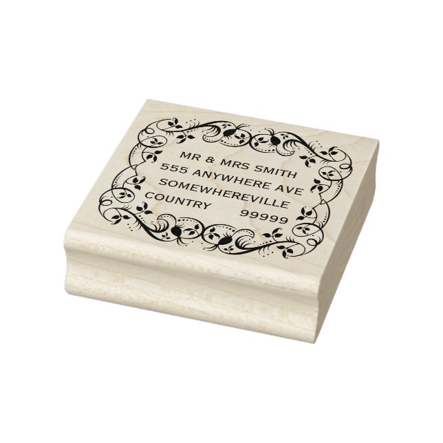 Personalised Name Address Rubber Wood Block Stamp (Stamp)