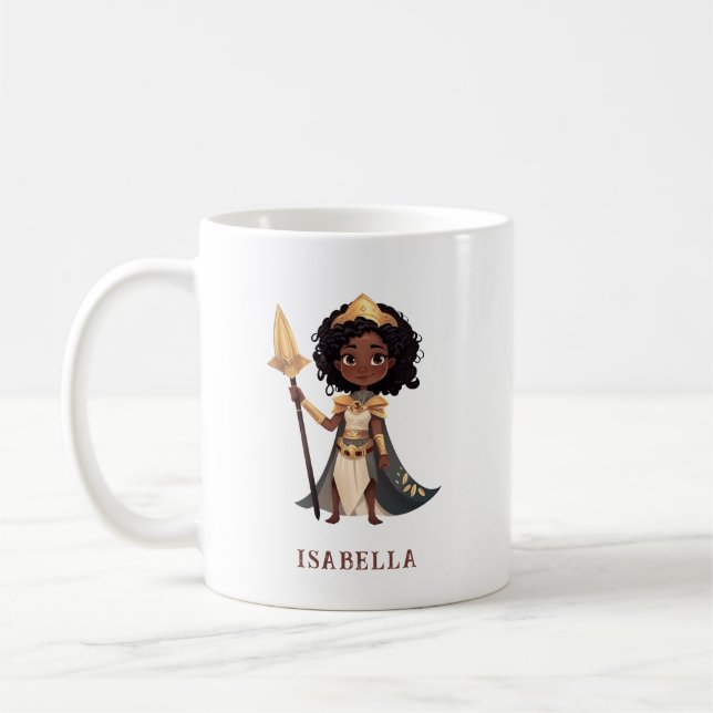 Personalised Name African Little Knight Warrior Coffee Mug (Left)