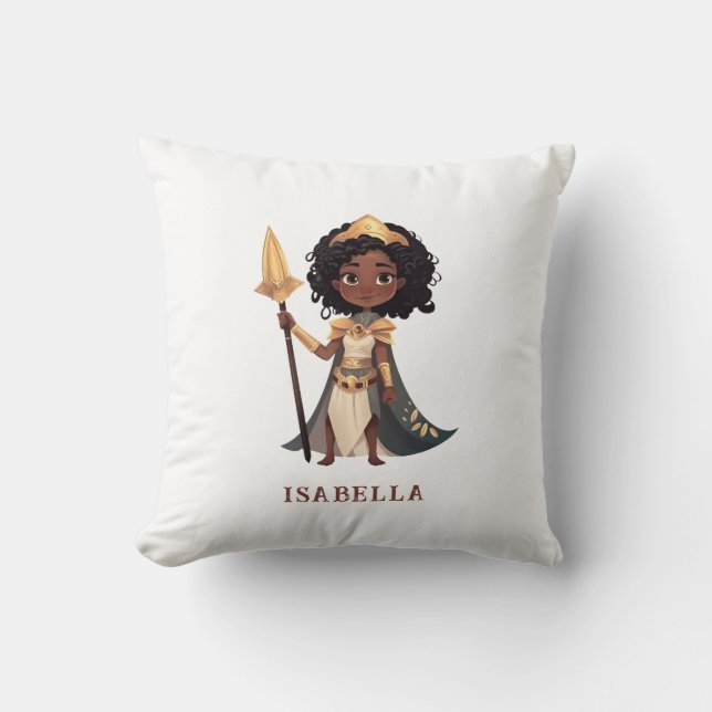 Personalised Name African Little Knight Warrior Cushion (Front)