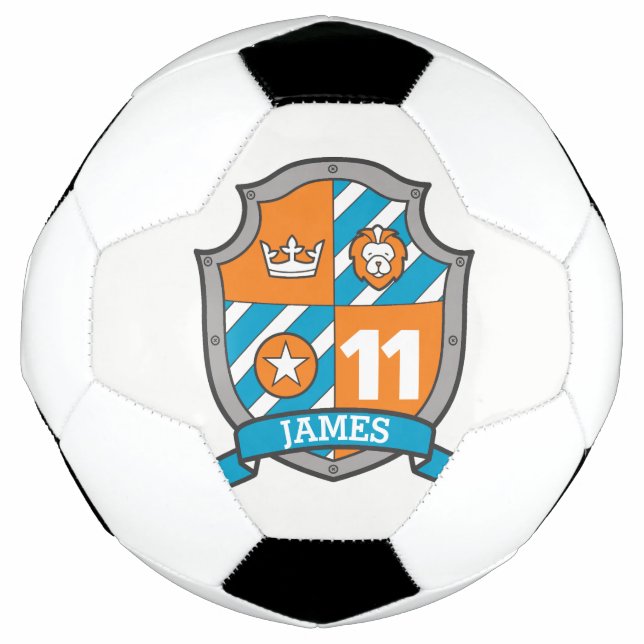 Personalised name age 11 soccer football shield ball (Front)