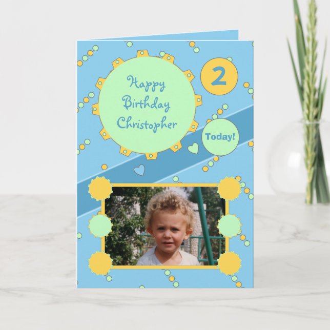 Personalised name age Birthday Little Boy photo Card (Front)