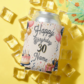 Personalised Name Age Happy Birthday Party Can Cooler