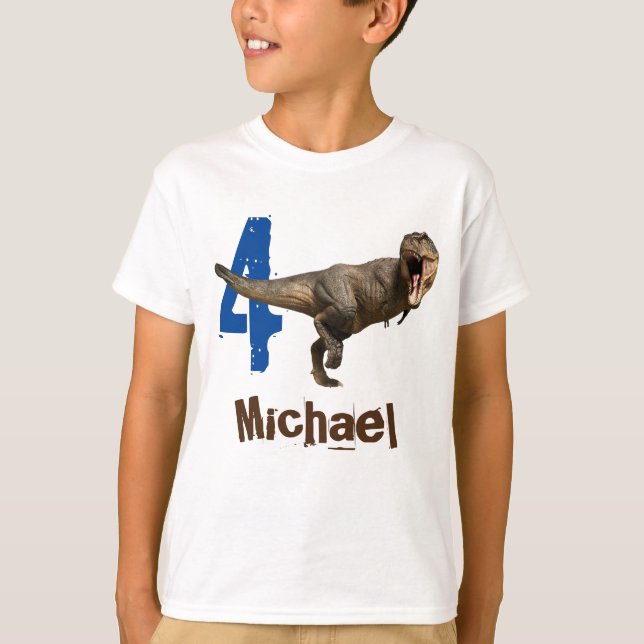 Personalised name Age  T-Rex Tyrannosaurus T-Shirt (Front)
