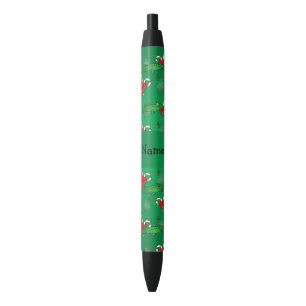 Personalised name alligator green candy canes bows black ink pen