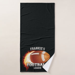 Personalised NAME American Football Flames Sports Bath Towel Set