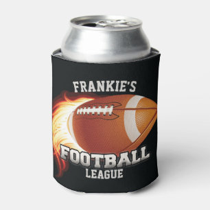 Personalised NAME American Football Flames Sports Can Cooler