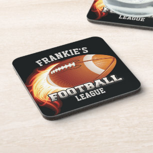 Personalised NAME American Football Flames Sports Coaster