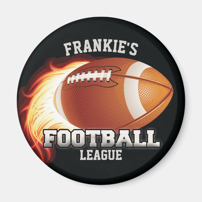 Personalised NAME American Football Flames Sports Magnet (Front)