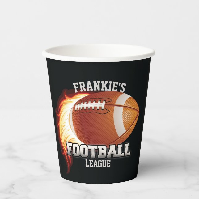 Personalised NAME American Football Flames Sports Paper Cups (Front)