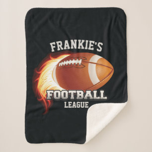 Personalised NAME American Football Flames Sports Sherpa Blanket
