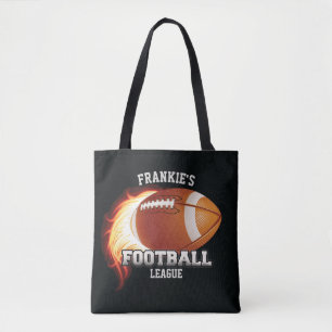 Personalised NAME American Football Flames Sports Tote Bag