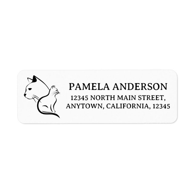 Personalised Name and Address Cat Line Art (Front)