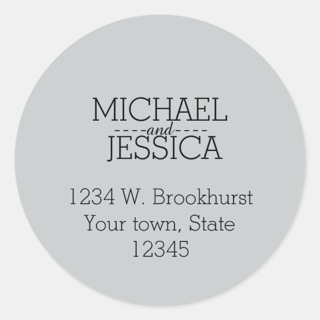 Personalised  name and address classic round sticker (Front)